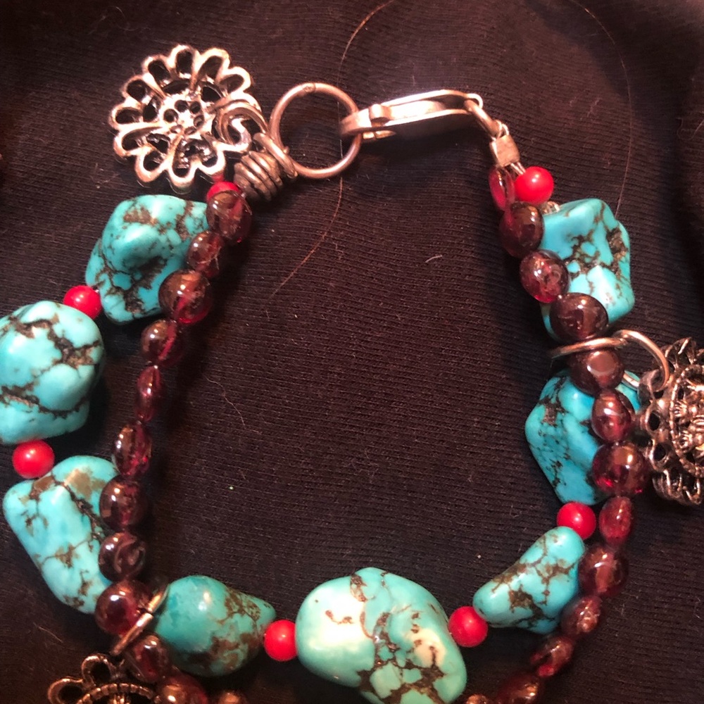 Turquoise Bracelet With Coordinating Necklace - image 2